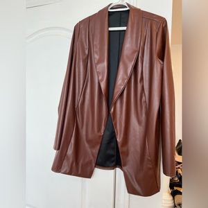 PRETTYLITTLETHINGS relaxed-look faux leather blazer